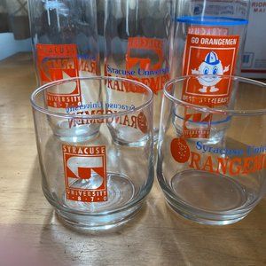 Vintage Syracuse University Drinking Glasses tumblers Orangemen Lot of 5